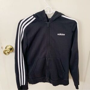 Kids/boys Adidas Black Hoodie front zip sweatshirt top medium